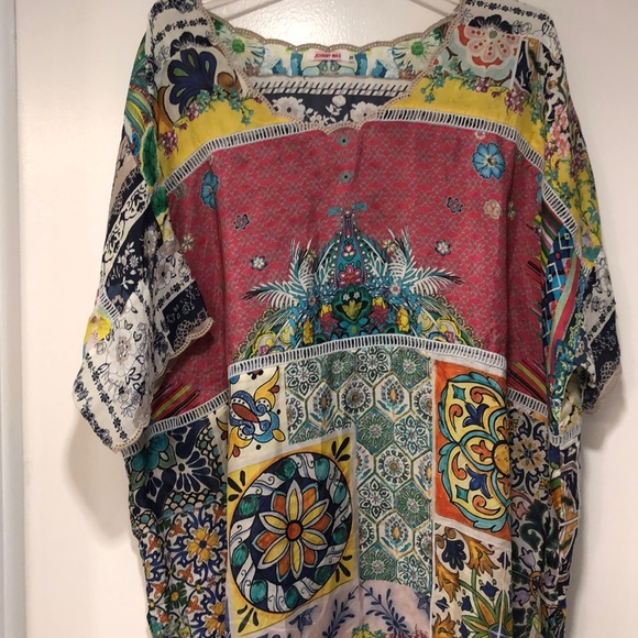 Johnny Was Tops - JOHNNY WAS SILK PATCHWORK TOP EUC sz 1X